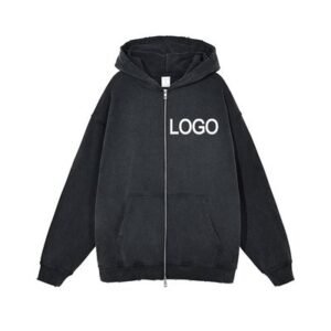 High Neck Zip Up Hoodie Sweatshirt 3d Puff Print Streetwear Men'S Pullover Regular Sleeve Style