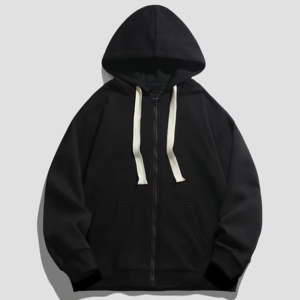 High Quality Custom logo Cotton Fleece Drop Shoulder Sleeve Blank Zip up Cheap Men's Hoodie