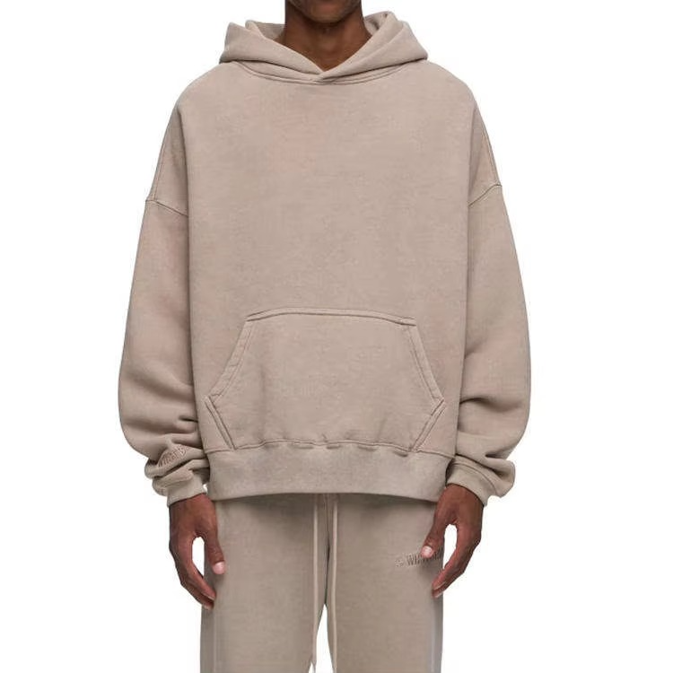 High Quality Drop Shoulder Mens Blank No String French Terry Heavyweight 100% Cotton 600 Gsm Custom Oversized Hoody - Image 6
