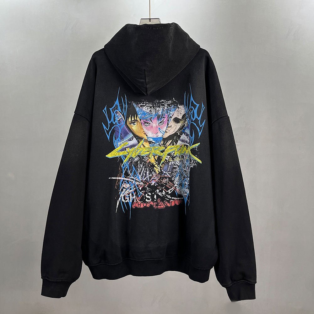 High Quality Heavyweight 100% Cotton Character Print Winter Pullover Hoodie for Men - Image 3