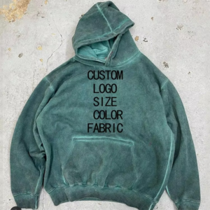 High Quality Streetwear Oversized Heavyweight Vintage Pullover Sweatshirt Custom Printed Washed Hoodie