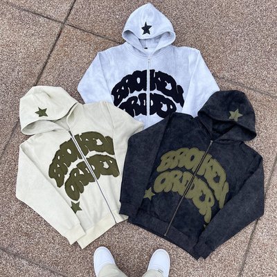High Weight Cotton Custom Embroidered Hoodies in Vintage Distressed Style for Men