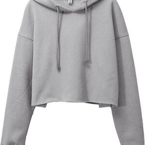 Hooded Polyester Sweatshirt Short Casual Sporty Hoodie For Women Hooded Crop Top