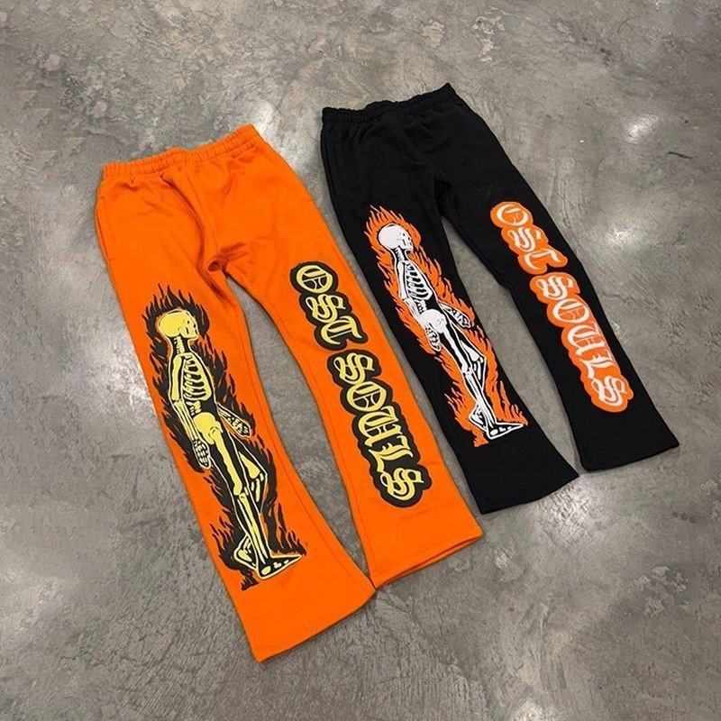Knitted Men's Printed Fleece Baggy Track Pants for Lightweight Style and Comfort - Image 3