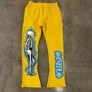 Knitted Men's Printed Fleece Baggy Track Pants for Lightweight Style and Comfort