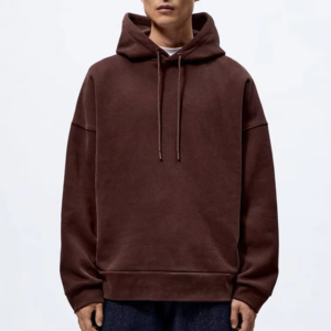 Men's 100% Cotton Puff Printing Heavy Weight Oversized Hoodies Drop Shoulder Custom logo Brown Blank Hooded Sweatshirts for Men