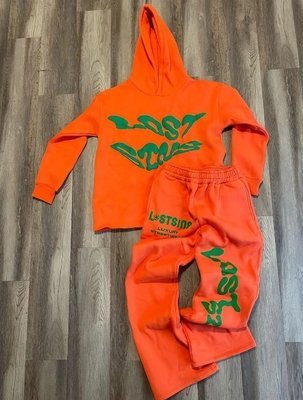 Men'S 3D Puff Print Flared Sweatpants And Cropped Hoodie Set For Tracksuit - Image 5