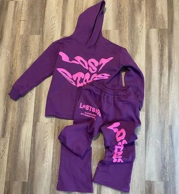 Men'S 3D Puff Print Flared Sweatpants And Cropped Hoodie Set For Tracksuit - Image 3
