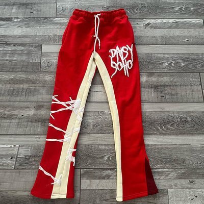 Men'S Black Flared Sweatpants Blank 3D Puff Print Casual Daily Life Acid Wash French Terry - Image 5