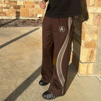 Men's Custom Streetwear Striped Sweatpants 100% Cotton Wide Leg Flare Sweat Pant - Image 4