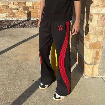 Men's Custom Streetwear Striped Sweatpants 100% Cotton Wide Leg Flare Sweat Pant - Image 5