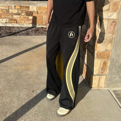 Men's Custom Streetwear Striped Sweatpants 100% Cotton Wide Leg Flare Sweat Pant - Image 6