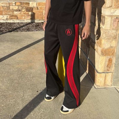 Men's Custom Streetwear Striped Sweatpants 100% Cotton Wide Leg Flare Sweat Pant - Image 3