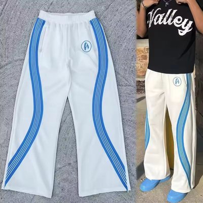 Men's Custom Streetwear Striped Sweatpants 100% Cotton Wide Leg Flare Sweat Pant - Image 7