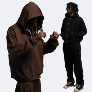 Men'S Drop Shoulder Hoodies Custom 100% Cotton Double Zip up Hooded Sweatshirt High Quality Oversize Pullover Fleece Men Hoodie