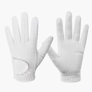 Men’s Premium Cabretta Leather Golf Gloves – Soft Breathable Lamb Sheepskin White Left & Right Hand Sports Gloves