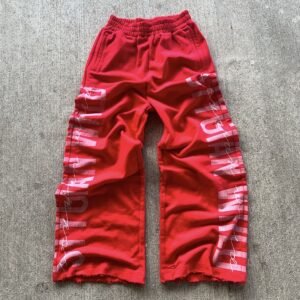 Men'S Sweat Pants Jogger Custom Side Printed Logo Heavyweight Cotton Baggy