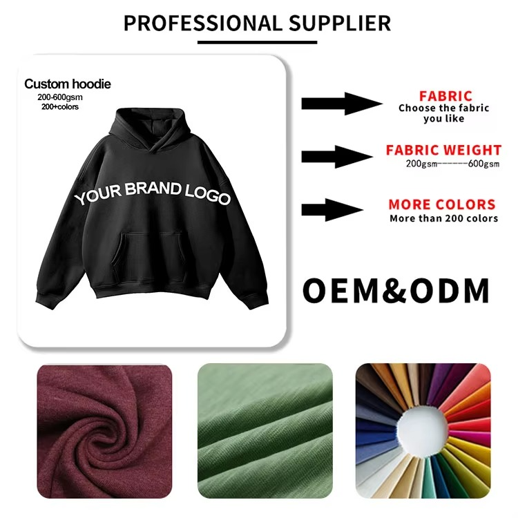 Men's Sweatpants and Hoodie Set Zip up Custom Design Oversized 100% Cotton Streetwear Printing Hoodie 500gsm Heavyweight for Man - Image 5
