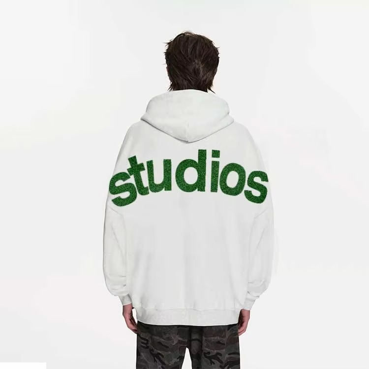 ODM Heavyweight Unisex Blank Plain Fleece 360GSM Custom logo Chenille Patch Embroidery Oversize Mens Pullover Hoodie