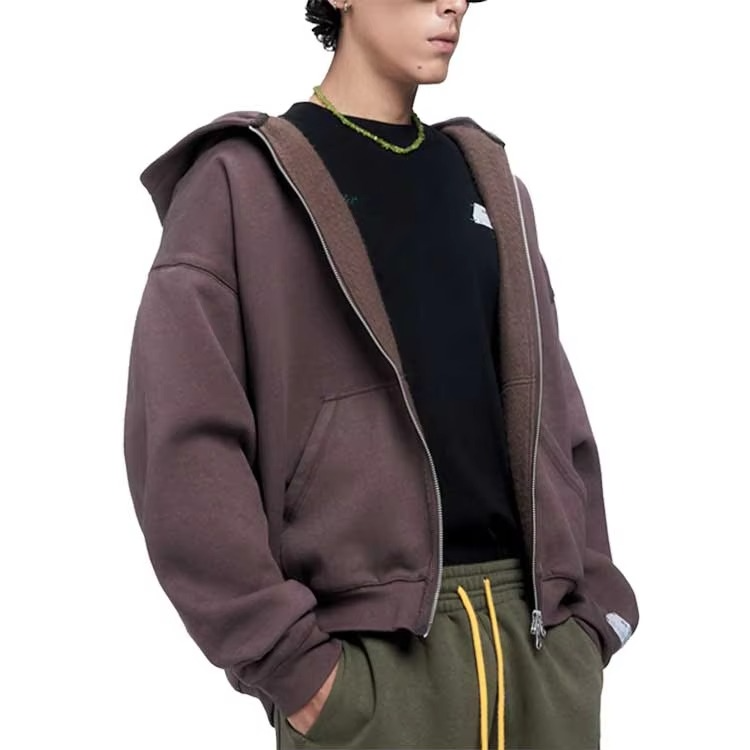 Oem Custom Zip Hoodie Manufacturer Mens 100% Cotton High Quality Boxy Zip Hoodie Puff Print Blank Zip up Hoodies - Image 2