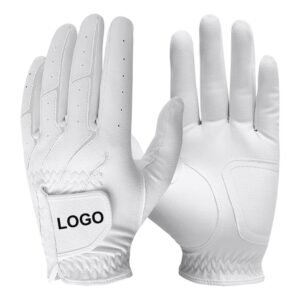 Private Label Cabretta Leather Golf Gloves for Men & Women – White Easy Grip Premium Golf Gloves