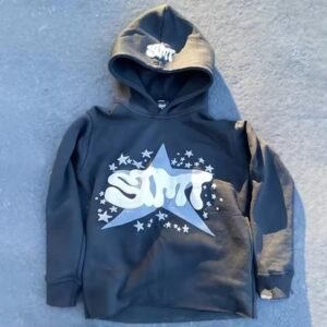 Puff Print Jacket Fleece Cotton Cropped Cut Edge Raw Hem Puff Printing Hoodie Men