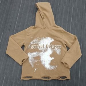 S-6XL Dtg Printing Hoodies Oversized French Terry Cotton Hoodie With Distressed Ripped