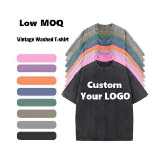 Solid or Custom Pattern Type Men's T-shirts Acid Wash Vintage Support Customized Logo