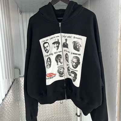 Spring/Autumn/Winter Custom Zip Up Hoodie Heavyweight Distressed Embroidery Patch for Men - Image 3