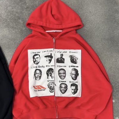Spring/Autumn/Winter Custom Zip Up Hoodie Heavyweight Distressed Embroidery Patch for Men - Image 2
