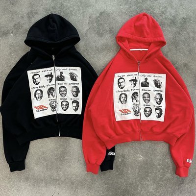 Spring/Autumn/Winter Custom Zip Up Hoodie Heavyweight Distressed Embroidery Patch for Men - Image 6