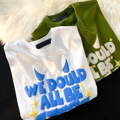 Tee Shirt Men 100% Cotton Heavyweight 300 gsm T-shirt Oversized Dropshoulder Custom 3d Screen Logo Letter Puff Print - Image 2
