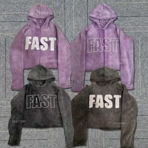 Unisex Vintage Hoodie with Embroidery Patch Distressed Applique in Cotton French Terry