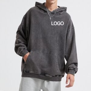 Vintage Hooded Sweatshirt Faded Distressed Acid Wash 420Gsm Heavyweight 100 Cotton Blank Oversized
