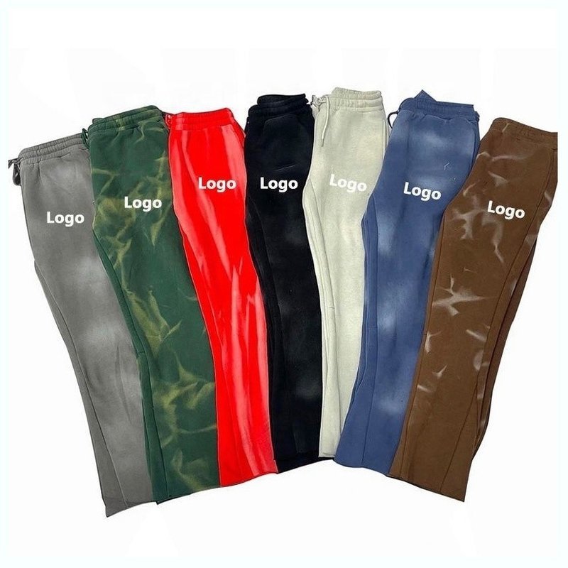 Vintage Sun Faded Washed Flare Sweatpants Men'S Anti-Pilling Cotton/Fleece Track Pants - Image 5