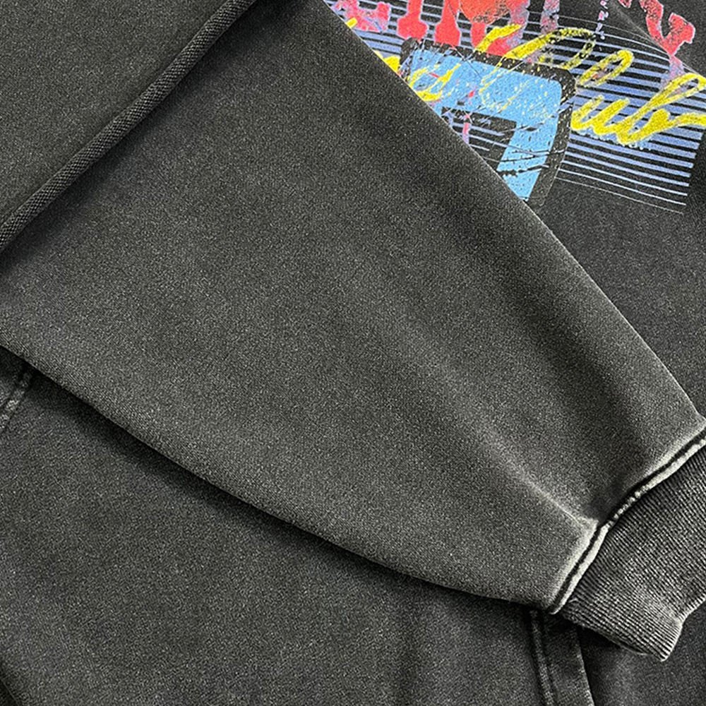 Vintage Washed Heavyweight Terry 100% Cotton Anti-Pilling Oversized Streetwear Hoodie Double Layer Splicing Sleeves Men Printing - Image 2