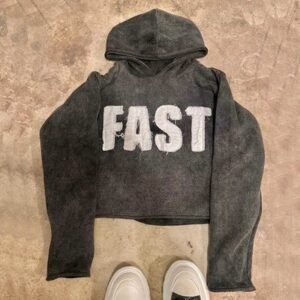 Vintage Washed Men's Hoodie Sweatershirt with Oversized Fit Drop Shoulder and Raw Hem