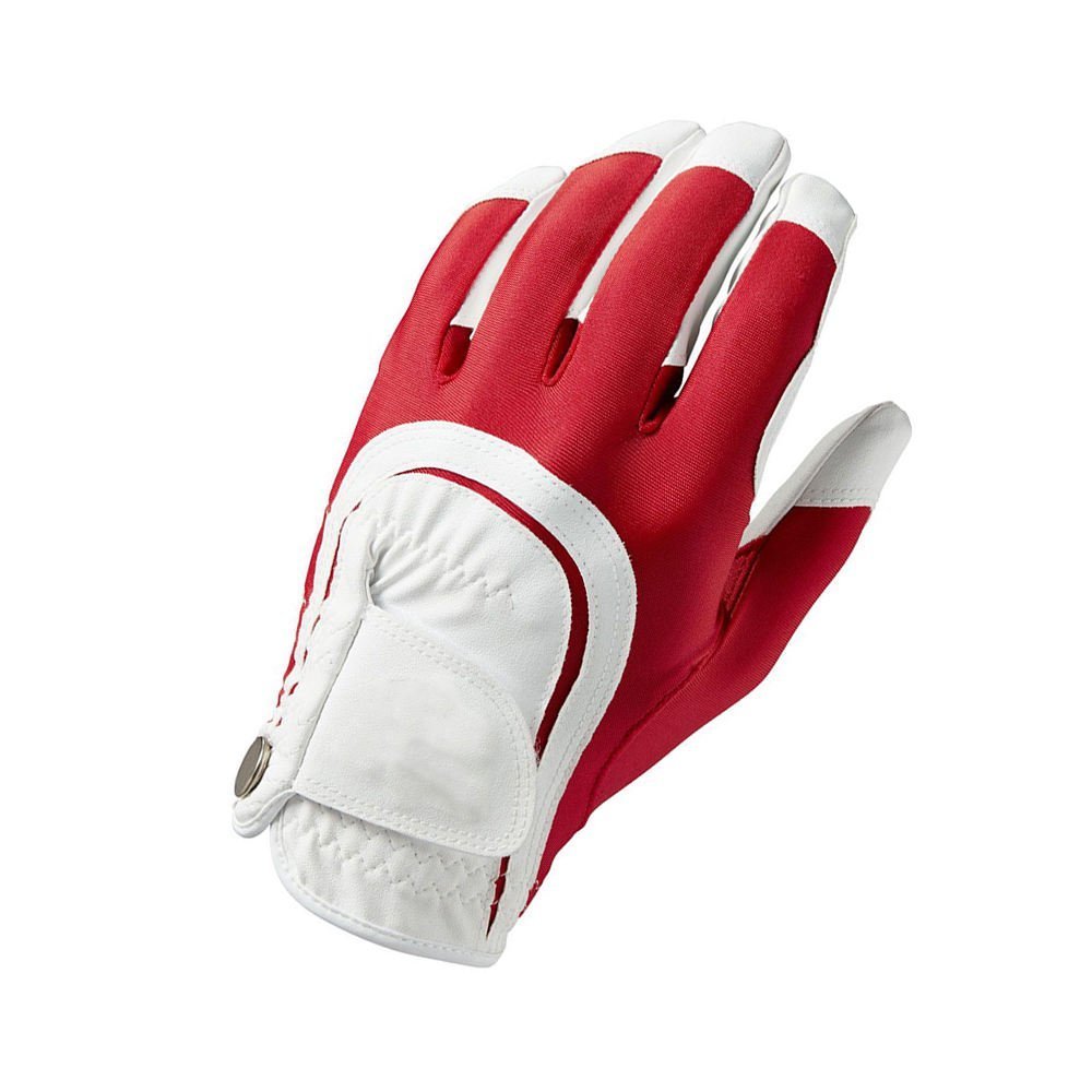 Wholesale Stylish Cabretta Leather Golf Gloves | Anti-Slip Full Finger Breathable Custom Logo Red & White Design - Image 4